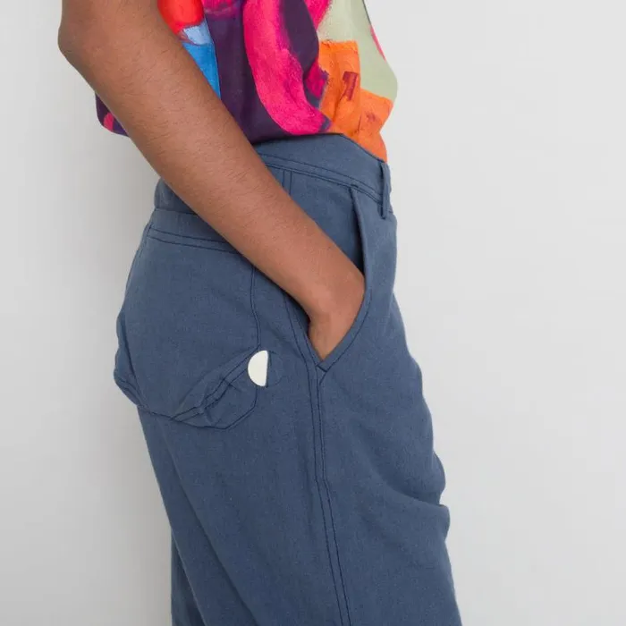 Folk Clothing Trousers Barrel Trousers 8211 Dusty Blue Canvas 8211 Womens