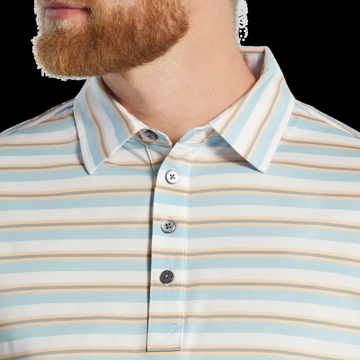FootJoy Shirts Men Club Stripe Lisle Lake Blue White Sunset Platinum