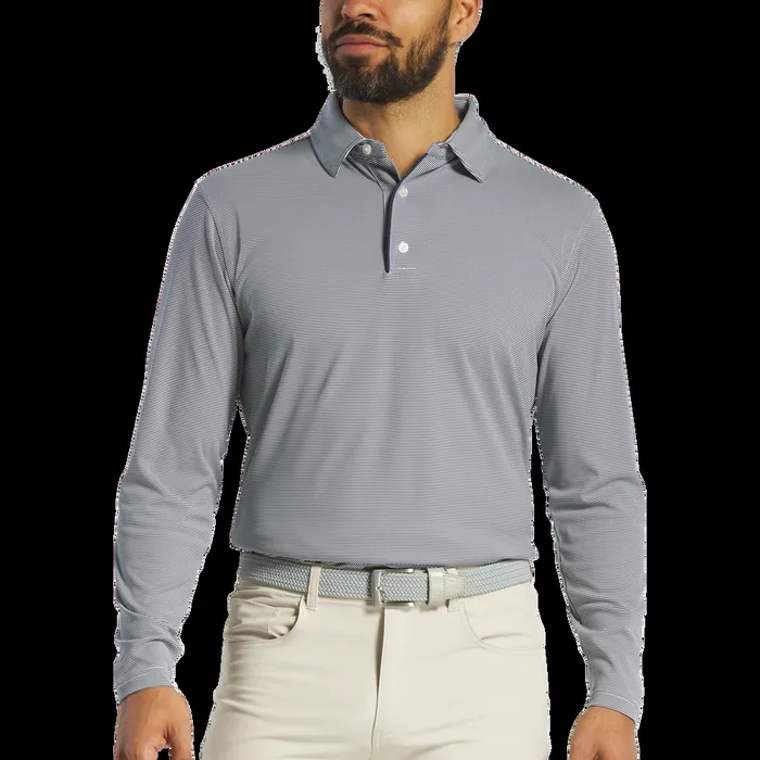 FootJoy Shirts Men Long Sleeve Sun Protection Shirt Navy White