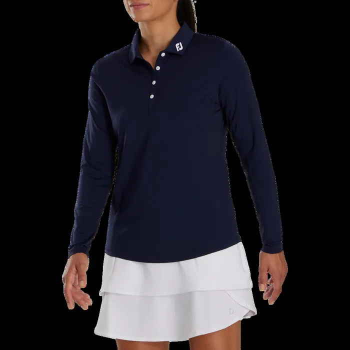 FootJoy Shirts Women Long Sleeve Sun Protection Shirt 8211 FJ Tour Collar Navy