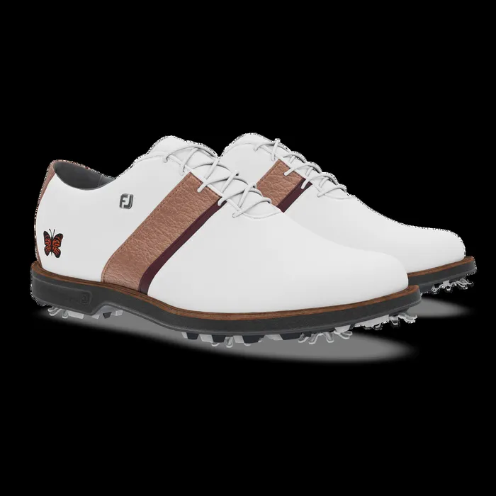 FootJoy Spiked Women MyJoys Premiere Series Traditional White Rose Gold Burgundy