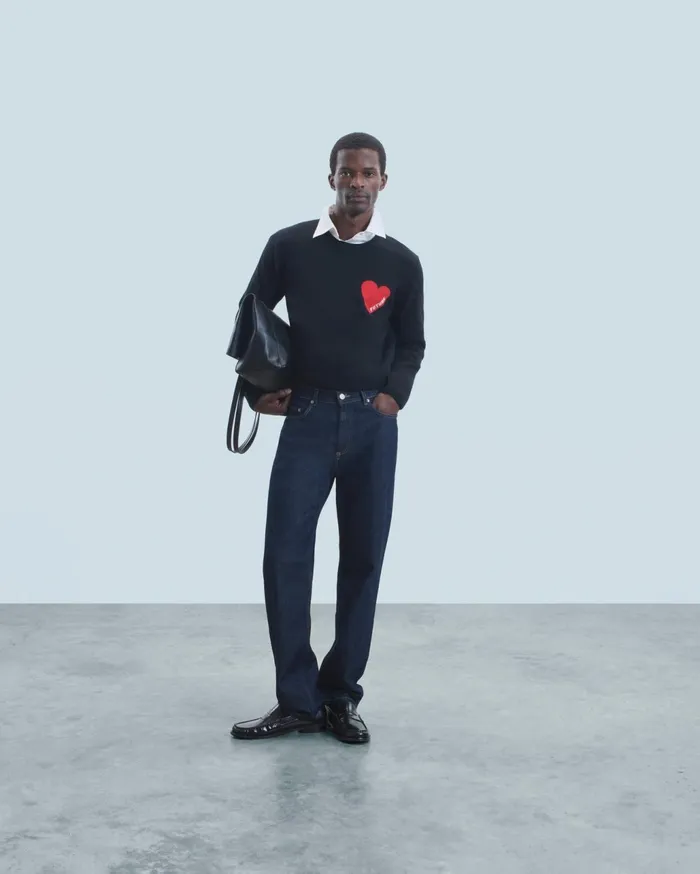 From Future Cashmere Sweaters Men Heart Crewneck Sweater Black