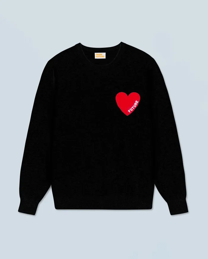 From Future Cashmere Sweaters Men Heart Crewneck Sweater Black