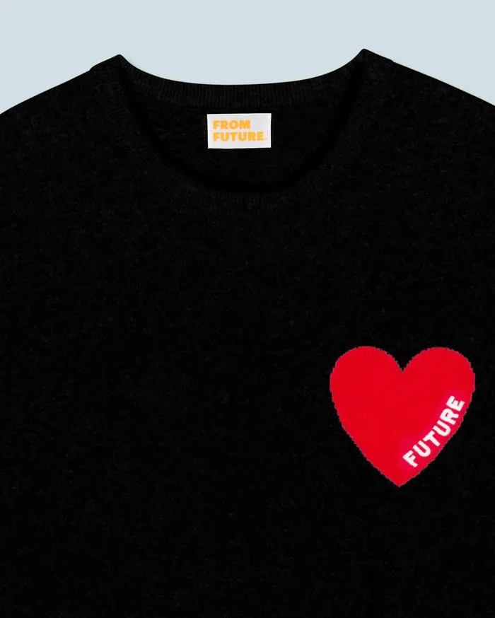 From Future Cashmere Sweaters Men Heart Crewneck Sweater Black