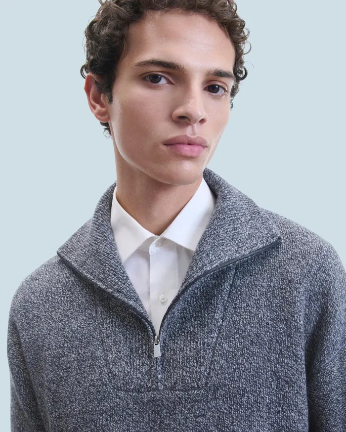 From Future Cashmere Sweaters Men Quarter Zip Neck Sweater Black