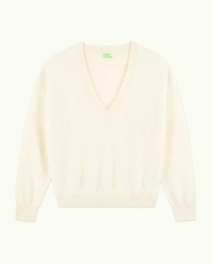 From Future Cashmere Sweaters Women Brushed VNeck Sweater White
