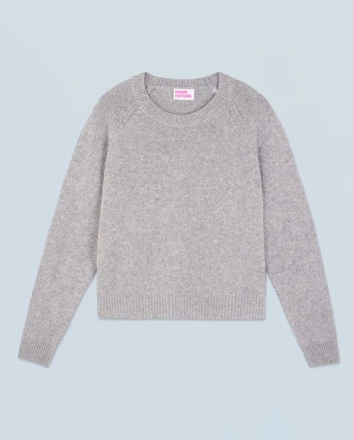From Future Cashmere Sweaters Women Crewneck Raglan Sweater Dark Heather Gray