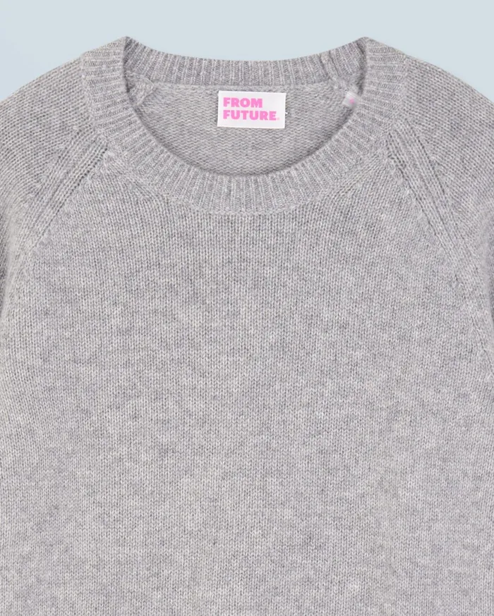 From Future Cashmere Sweaters Women Crewneck Raglan Sweater Dark Heather Gray