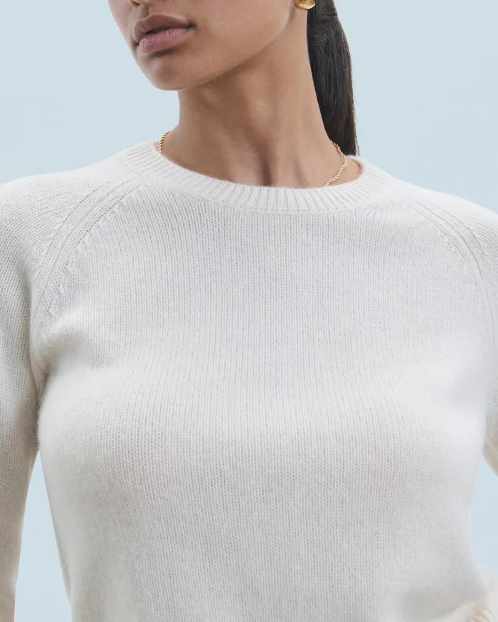 From Future Cashmere Sweaters Women Crewneck Raglan Sweater White