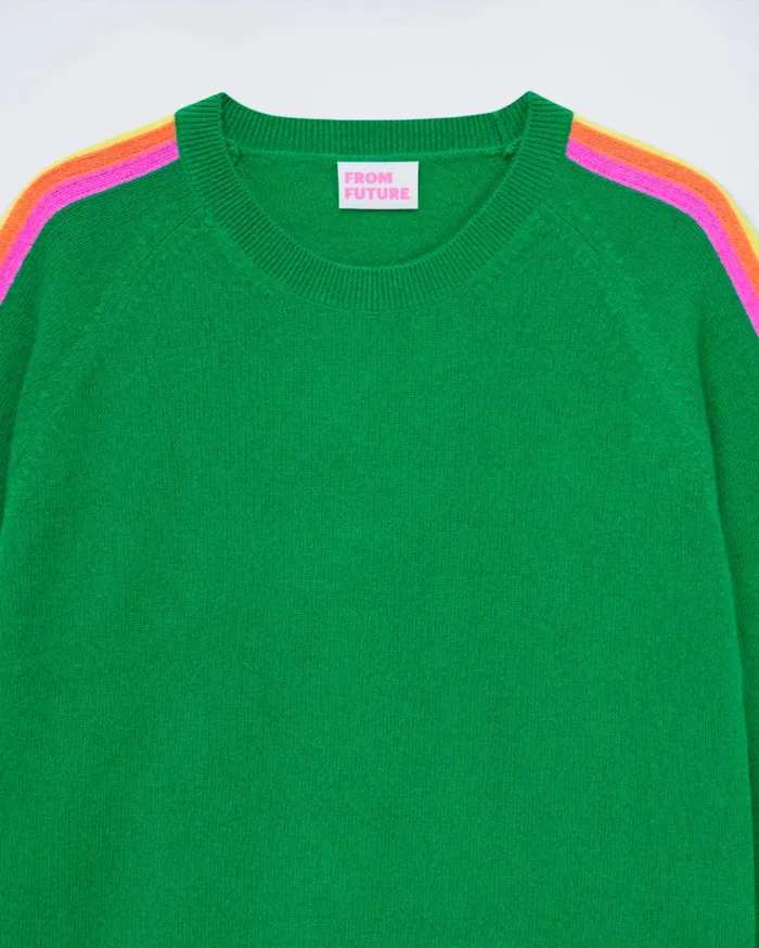 From Future Cashmere Sweaters Women Crewneck Sweater With Multicolored Stripes Tropical Green