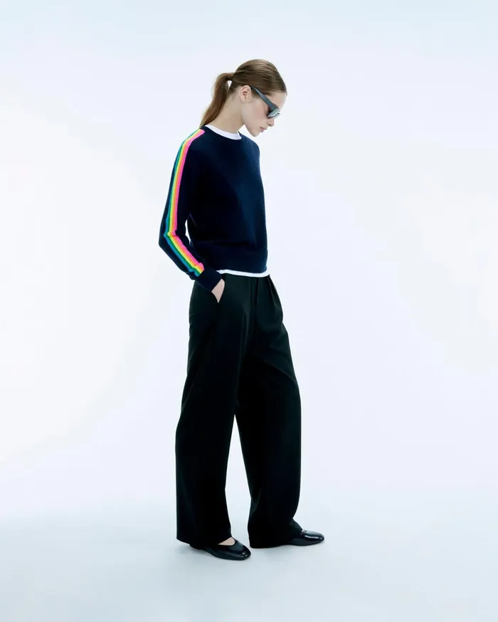From Future Cashmere Sweaters Women Crewneck Sweater With Multicolored Stripes Tropical Green