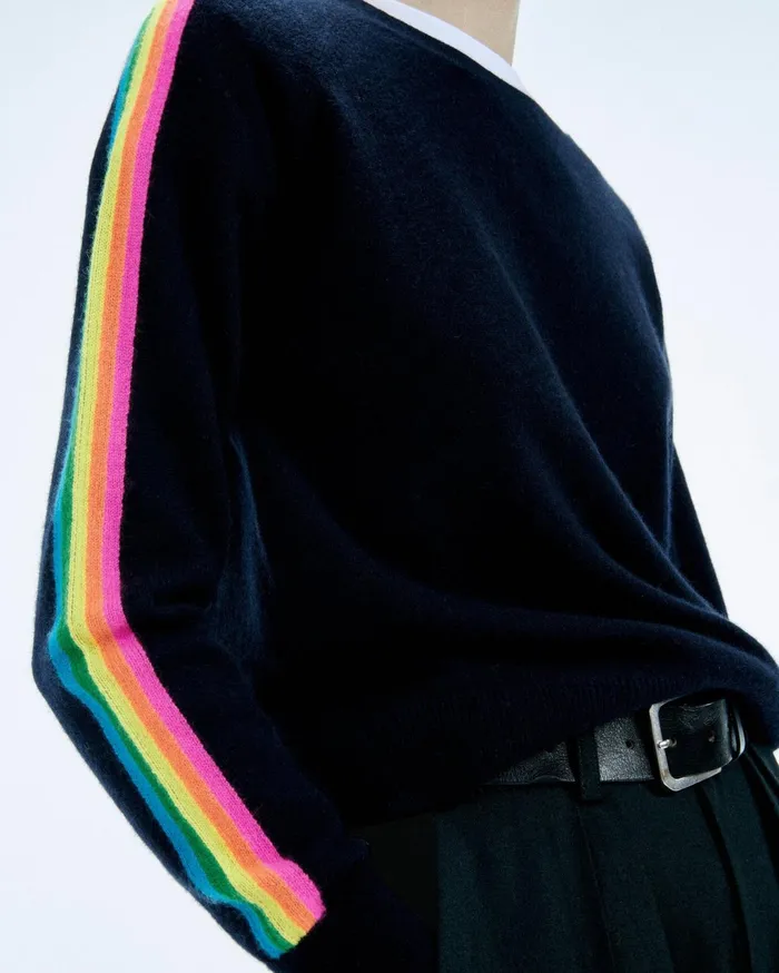From Future Cashmere Sweaters Women Crewneck Sweater With Multicolored Stripes Tropical Green