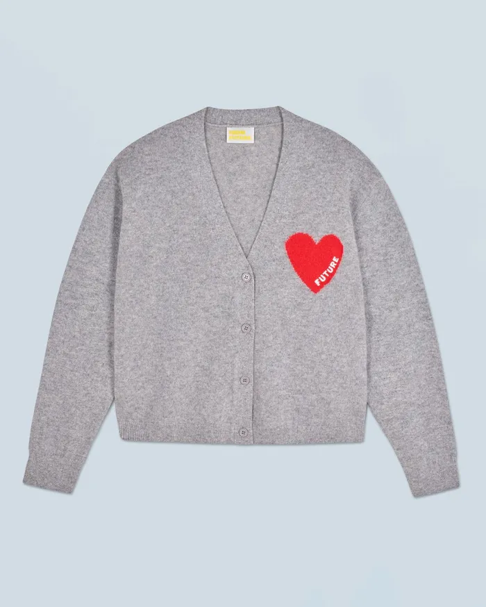 From Future Cashmere Sweaters Women Light Heart Cardigan Sweater Dark Heather Gray