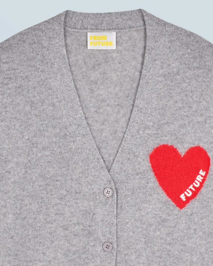 From Future Cashmere Sweaters Women Light Heart Cardigan Sweater Dark Heather Gray