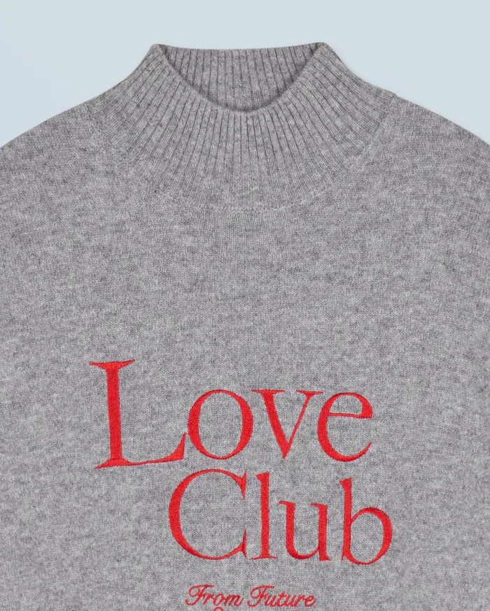 From Future Cashmere Sweaters Women Mock Neck Love Club Sweater Dark Heather Gray