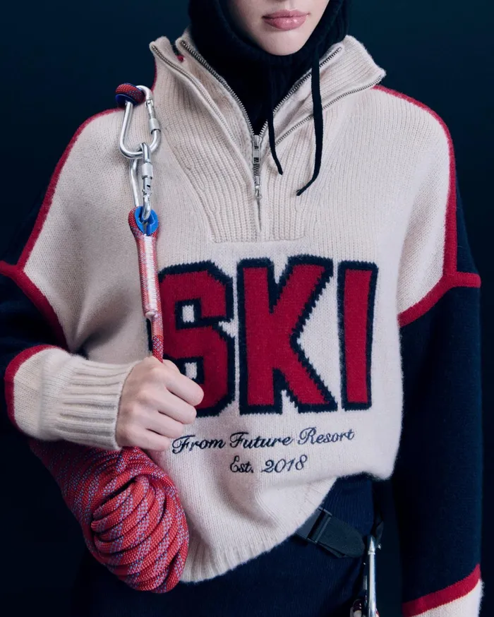 From Future Cashmere Sweaters Women Quarter Zip Neck Sweater Ski Sand