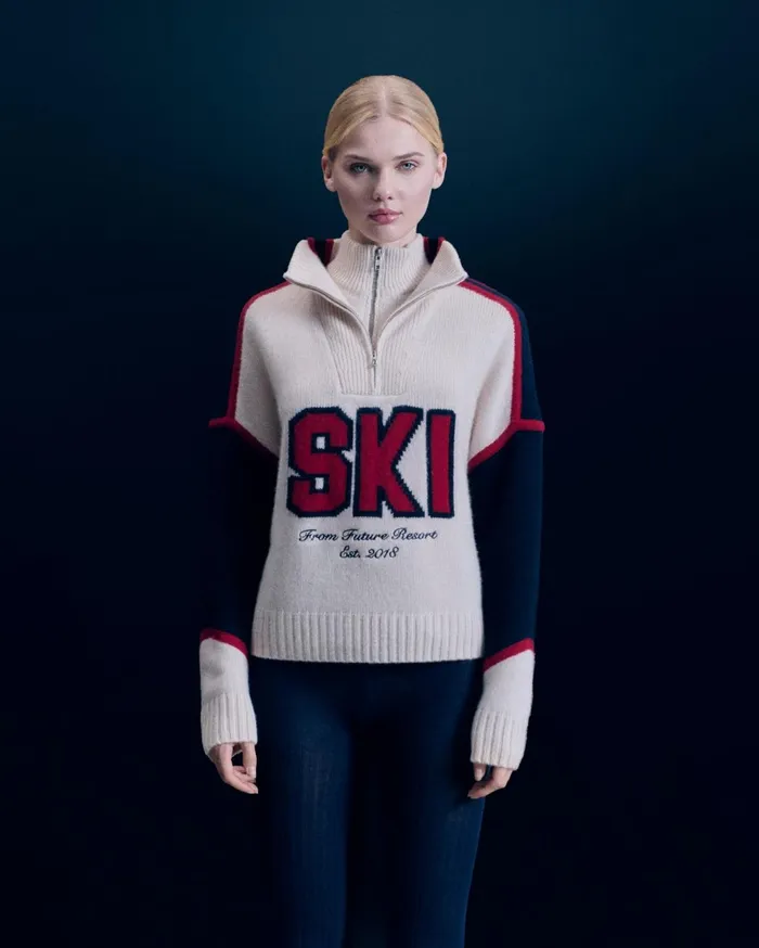 From Future Cashmere Sweaters Women Quarter Zip Neck Sweater Ski Sand