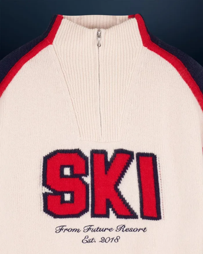 From Future Cashmere Sweaters Women Quarter Zip Neck Sweater Ski Sand