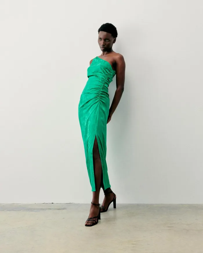 From Future Dresses and Jumpsuits Women Adele Asymmetric Long Dress Vert Jacquard