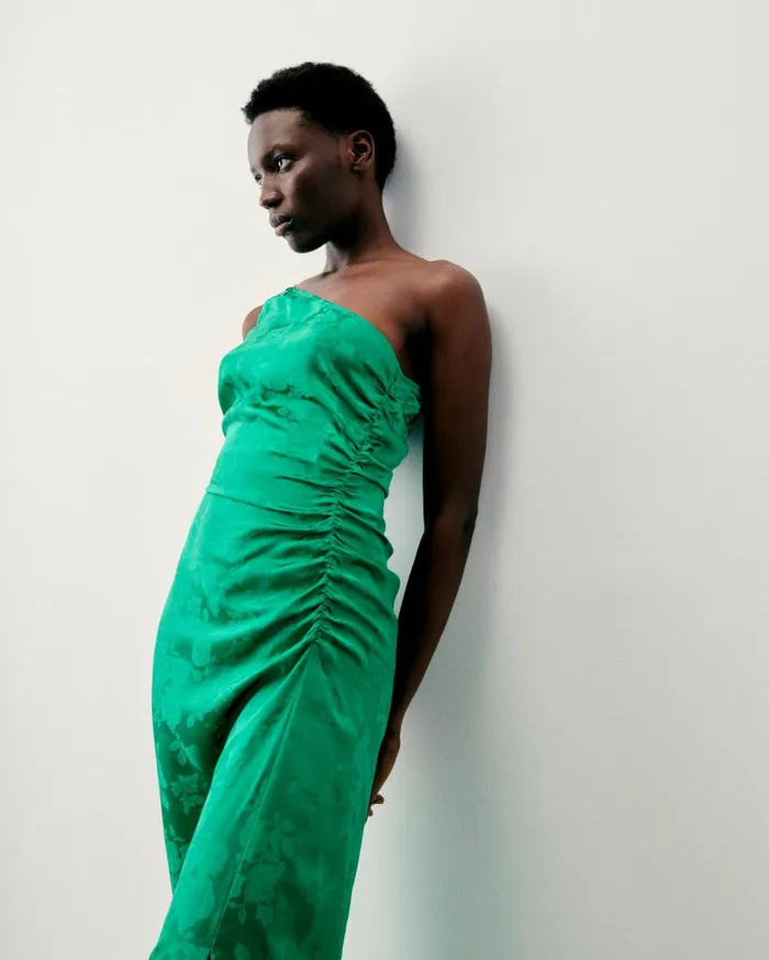 From Future Dresses and Jumpsuits Women Adele Asymmetric Long Dress Vert Jacquard