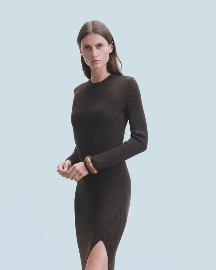 From Future Dresses and Jumpsuits Women Long Dress With Long Sleeves Chocolate