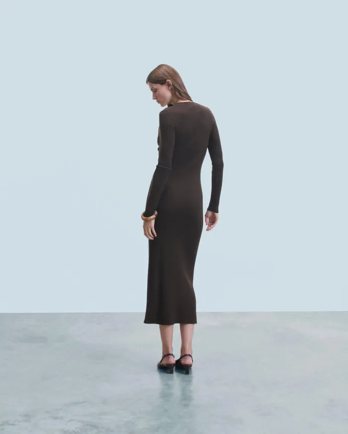 From Future Dresses and Jumpsuits Women Long Dress With Long Sleeves Chocolate