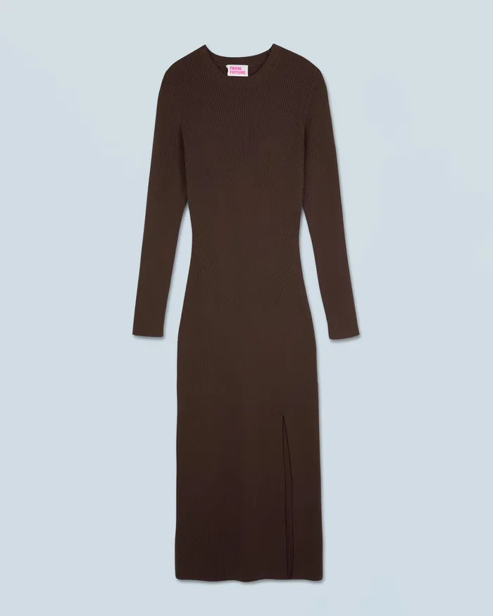 From Future Dresses and Jumpsuits Women Long Dress With Long Sleeves Chocolate