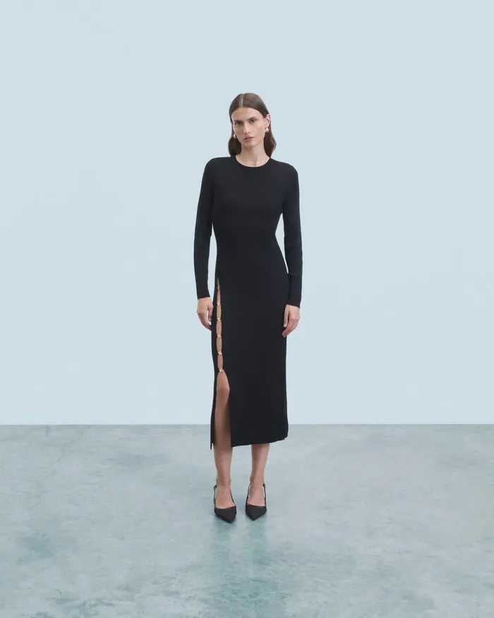 From Future Dresses and Jumpsuits Women Long Sleeve Long Dress Black