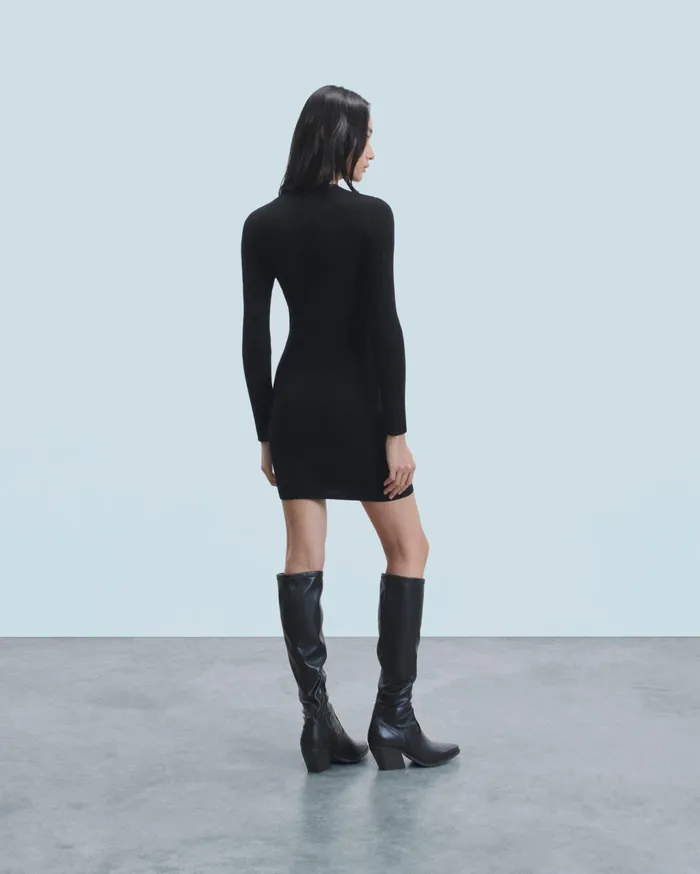 From Future Dresses and Jumpsuits Women Metallic Short Dress With Long Sleeves Black
