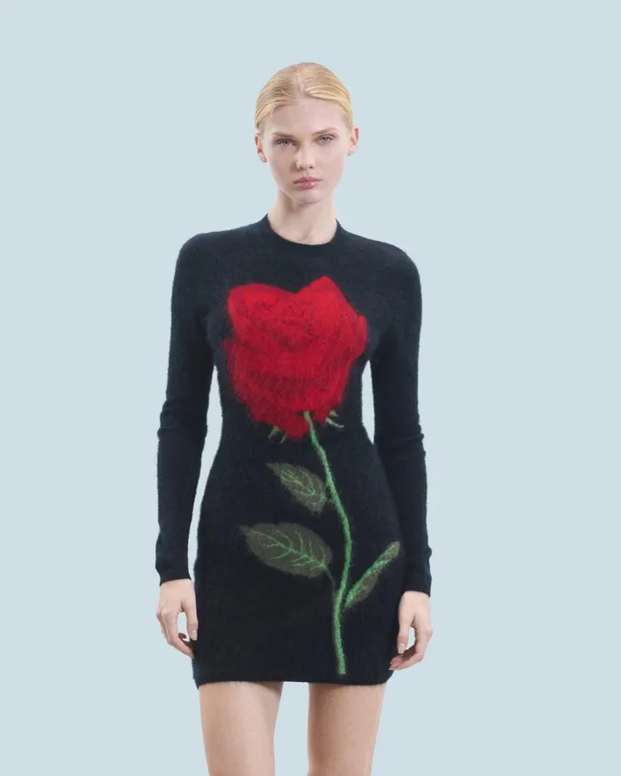 From Future Dresses and Jumpsuits Women Short Dress With Long Sleeves In Brushed Cashmere Black