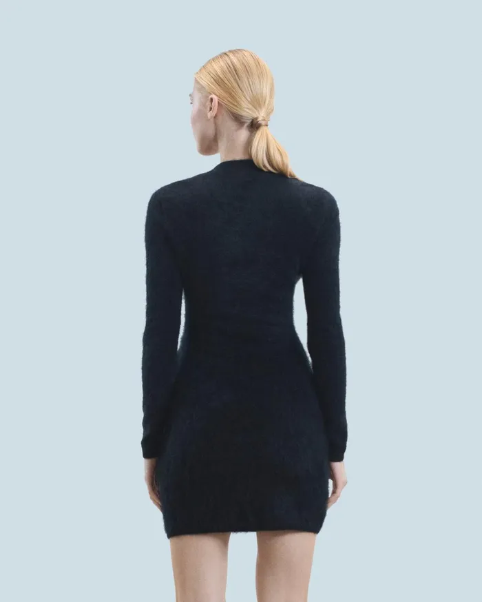 From Future Dresses and Jumpsuits Women Short Dress With Long Sleeves In Brushed Cashmere Black