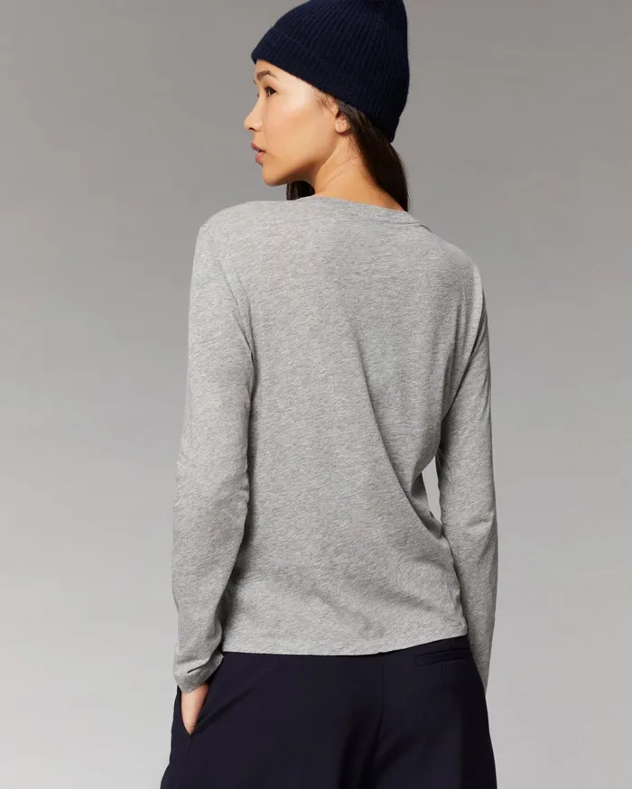 From Future Shirts TShirts and Tops Women Basic Long Sleeve Crewneck TShirt Dark Heather Gray