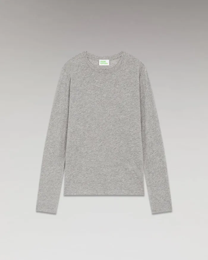 From Future Shirts TShirts and Tops Women Basic Long Sleeve Crewneck TShirt Dark Heather Gray