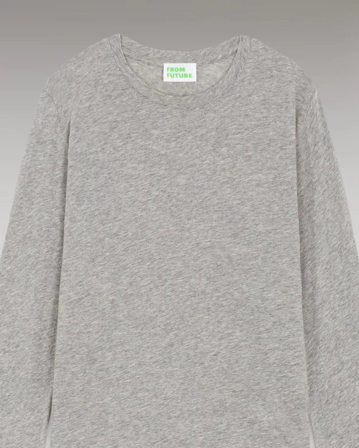 From Future Shirts TShirts and Tops Women Basic Long Sleeve Crewneck TShirt Dark Heather Gray