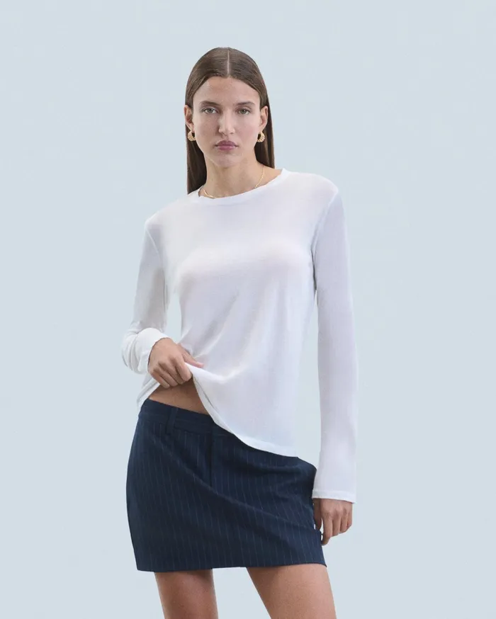 From Future Shirts TShirts and Tops Women Crewneck Long Sleeve TShirt White