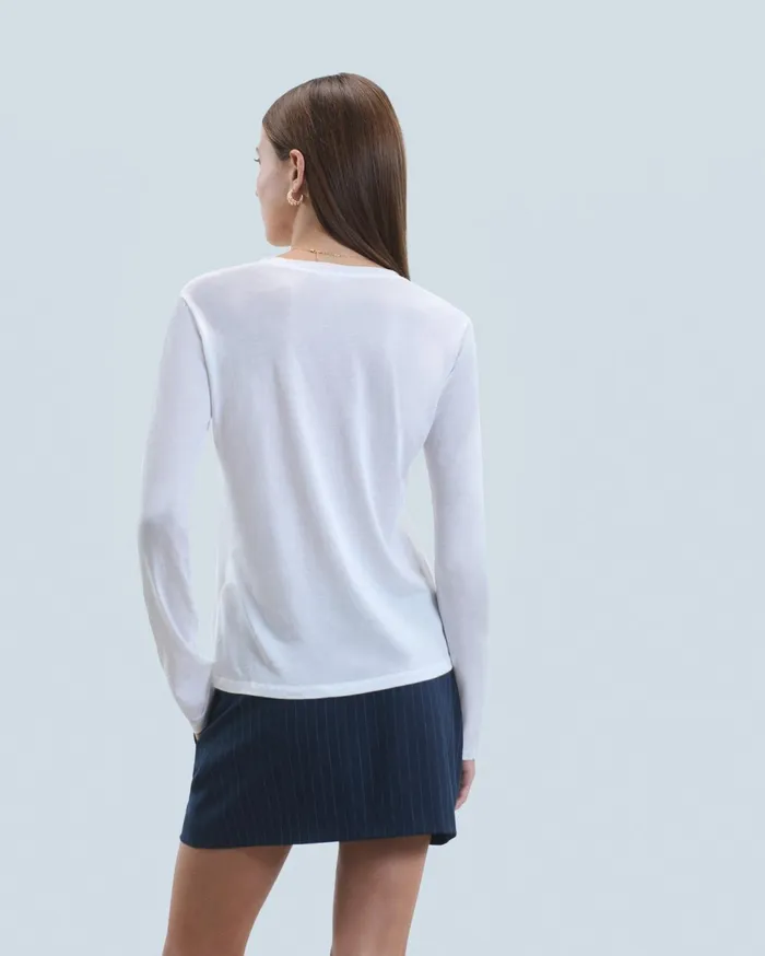 From Future Shirts TShirts and Tops Women Crewneck Long Sleeve TShirt White