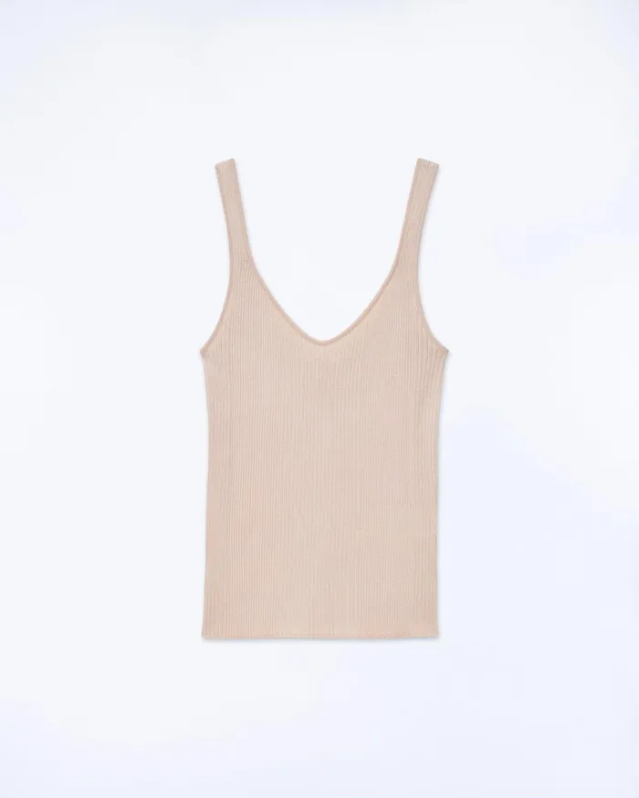 From Future Shirts TShirts and Tops Women Plain Ribbed Tank Top Light Beige