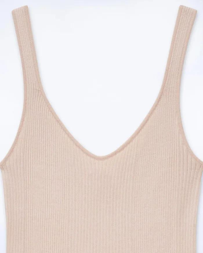From Future Shirts TShirts and Tops Women Plain Ribbed Tank Top Light Beige