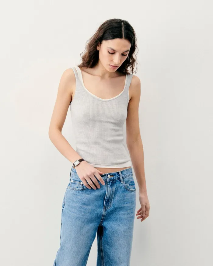 From Future Shirts TShirts and Tops Women Plain Ribbed Tank Top Light Beige