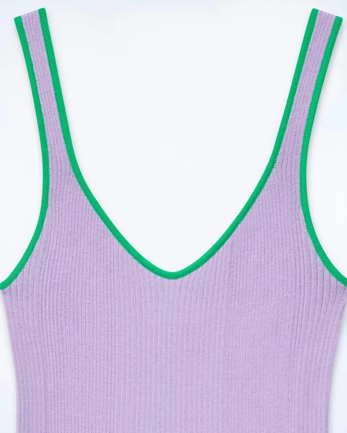 From Future Shirts TShirts and Tops Women Ribbed Tank Top With Contrasting Trims Magic Lilac