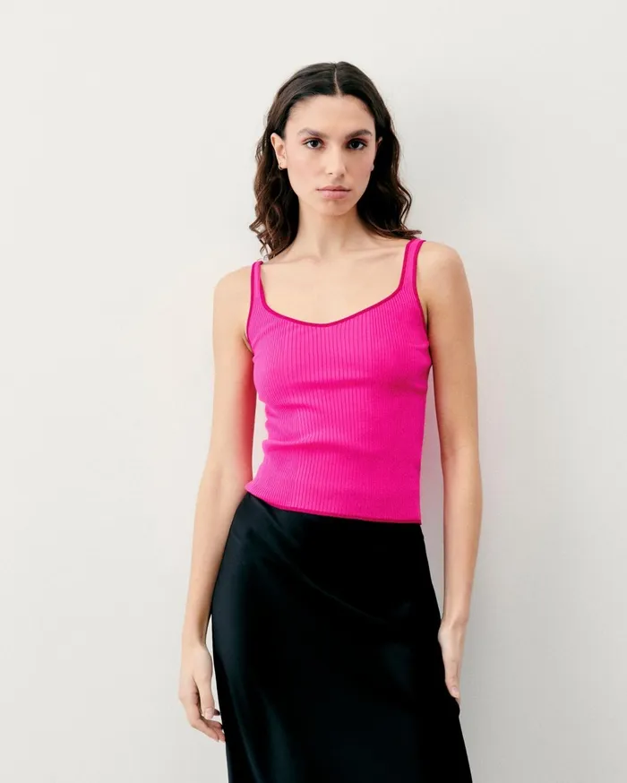 From Future Shirts TShirts and Tops Women Ribbed Tank Top With Contrasting Trims Magic Lilac