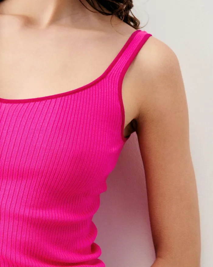 From Future Shirts TShirts and Tops Women Ribbed Tank Top With Contrasting Trims Magic Lilac