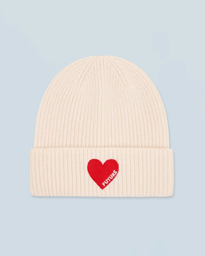 From Future Tote Bags Heart Cuffed Beanie White