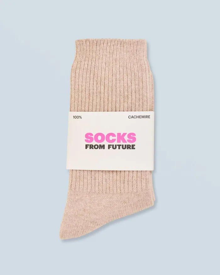 From Future Tote Bags Ribbed MidHigh Socks Heather Beige