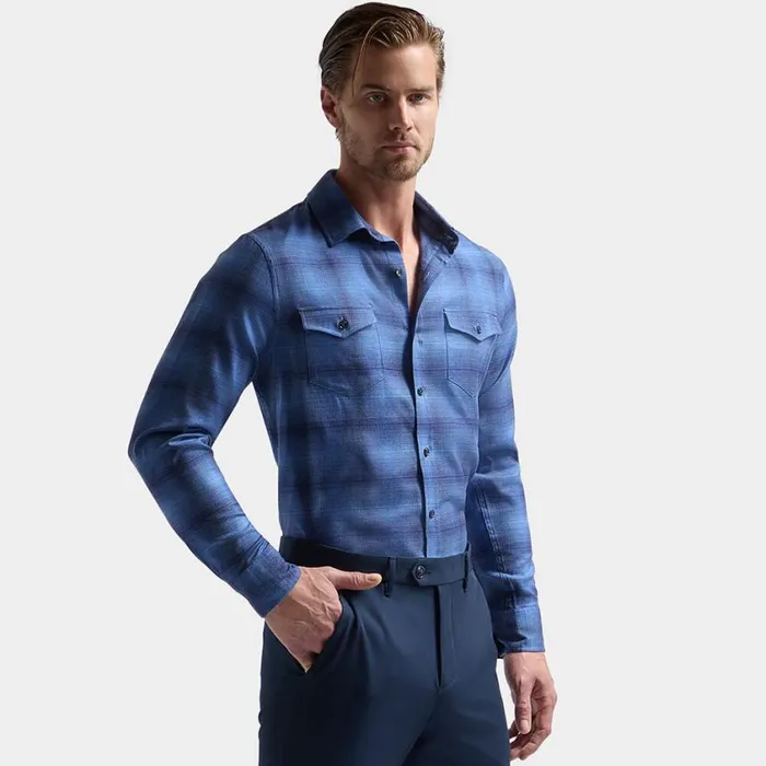 GFORE Dress Shirts Men SHADOW PLAID BRUSHED DRESS SHIRT Racer GFORE Dress Shirts Men SHADOW PLAID BRUSHED DRESS SHIRT Racer