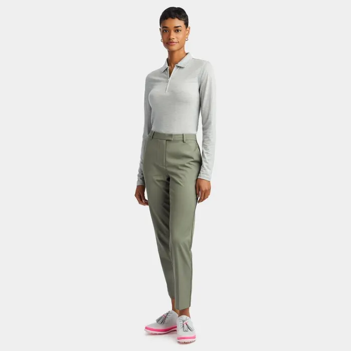 GFORE Polos and Shirts Women LIGHTWEIGHT TECH PERFORMANCE FINE WOOL LONG SLEEVE POLO Light Heather Grey