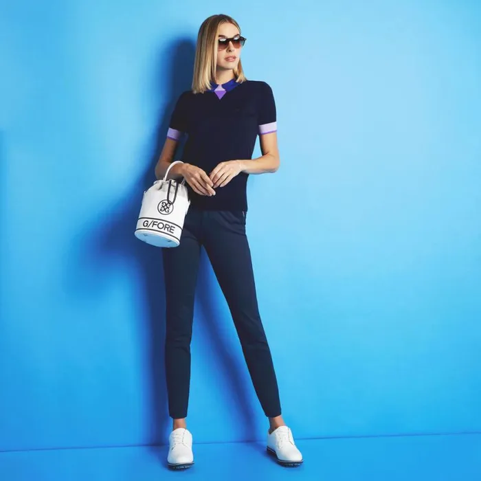 GFORE Polos and Shirts Women MERINO WOOL LAYERED SHORT SLEEVE SWEATER POLO Twilight GFORE Polos and Shirts Women MERINO WOOL LAYERED SHORT SLEEVE SWEATER POLO Twilight