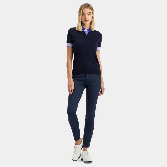 GFORE Polos and Shirts Women MERINO WOOL LAYERED SHORT SLEEVE SWEATER POLO Twilight GFORE Polos and Shirts Women MERINO WOOL LAYERED SHORT SLEEVE SWEATER POLO Twilight