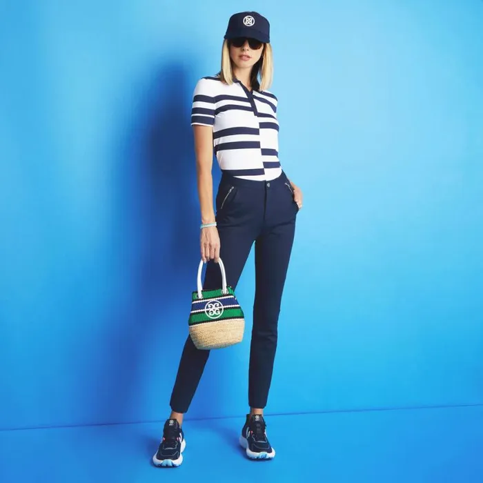 GFORE Polos and Shirts Women OFFSET STRIPE TECH PIQU POLO Snow GFORE Polos and Shirts Women OFFSET STRIPE TECH PIQU POLO Snow