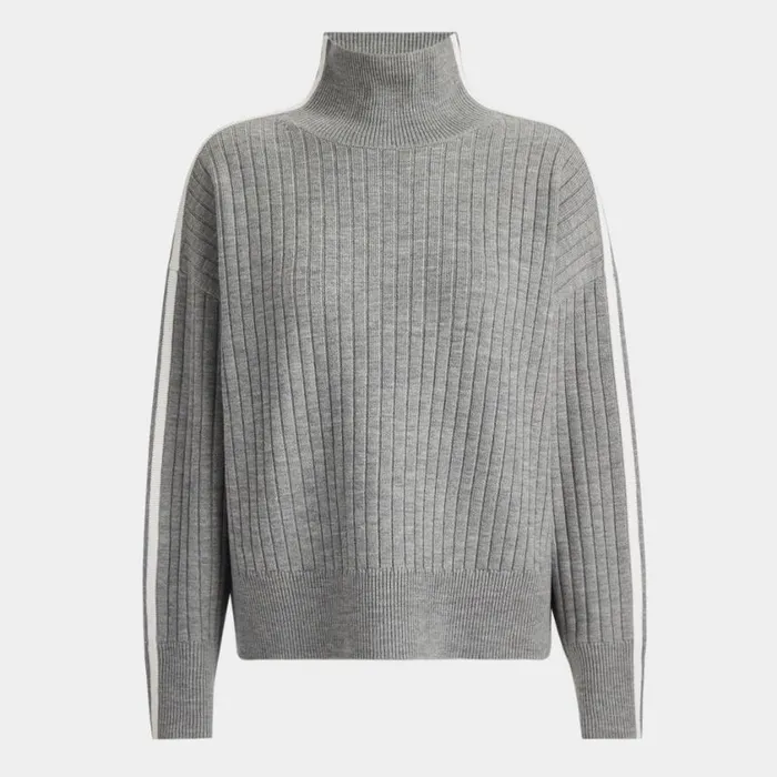 GFORE Ready To Wear Women RIBBED MERINO WOOL BLEND FUNNEL NECK SWEATER Heather Grey GFORE Ready To Wear Women RIBBED MERINO WOOL BLEND FUNNEL NECK SWEATER Heather Grey